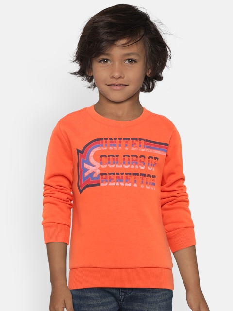 

United Colors of Benetton Boys Orange Printed Sweatshirt