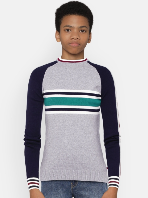 

United Colors of Benetton Boys Grey & Green Striped Pullover