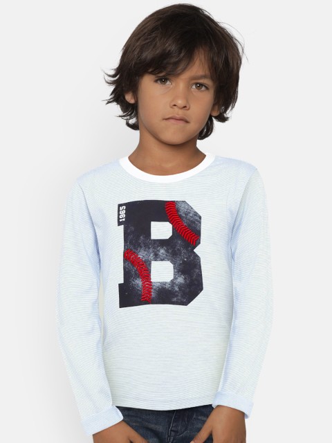 

United Colors of Benetton Boys Blue Printed Round Neck T-shirt