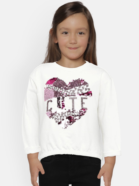 

United Colors of Benetton Girls White Self Design Sweatshirt