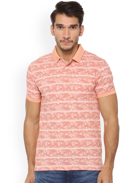 

Peter England Men Peach Printed Polo Collar T-shirt