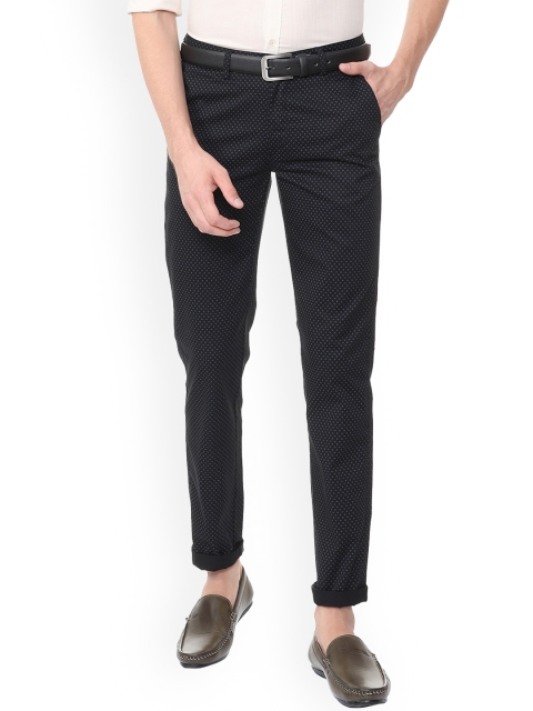 

Peter England Men Black Slim Fit Printed Regular Trousers