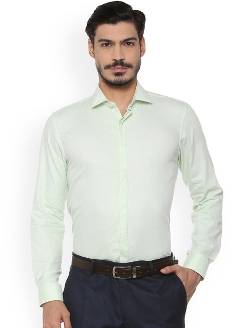 

Peter England Men Green Slim Fit Solid Formal Shirt