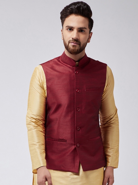 

Sojanya Men Maroon Solid Nehrujacket, Red