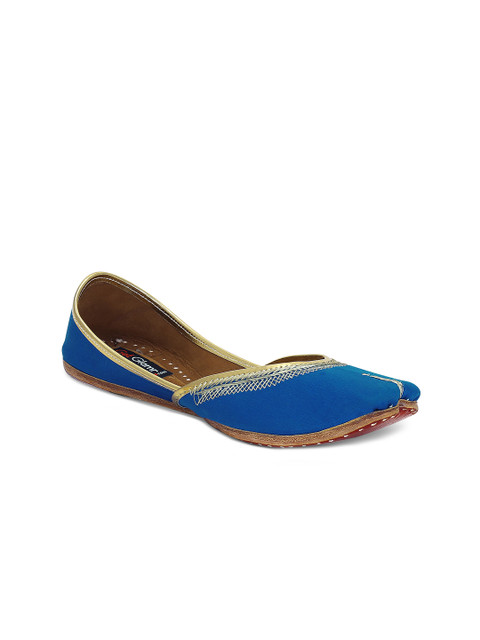 

Get Glamr Women Blue Solid Synthetic Mojaris