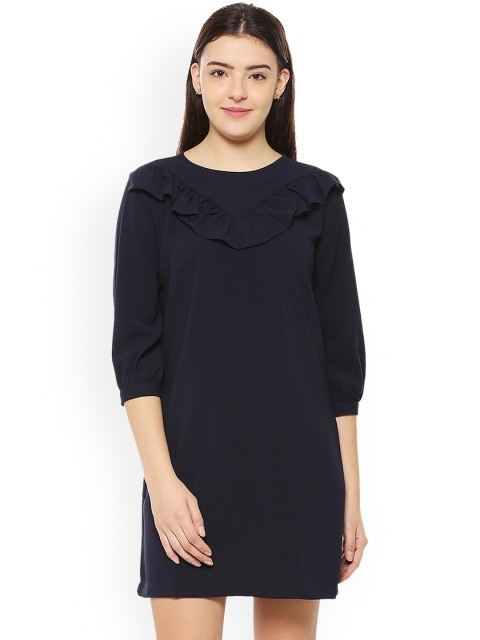 

Van Heusen Woman Women Navy Blue Solid A-Line Dress
