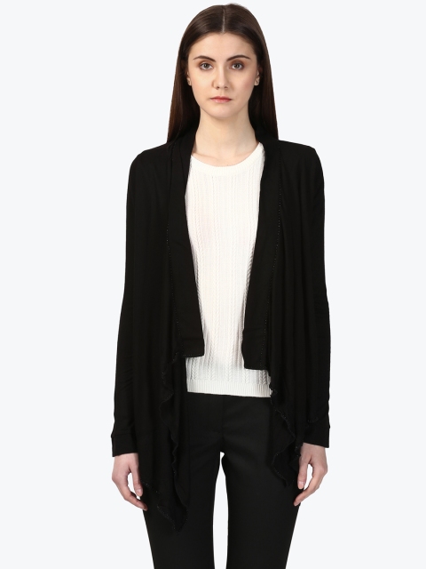 

Park Avenue Women Black Solid Open Front Shrug
