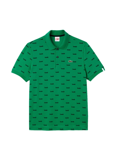 

Lacoste Men Green LIVE Slim Fit Print Cotton Mini Pique Polo