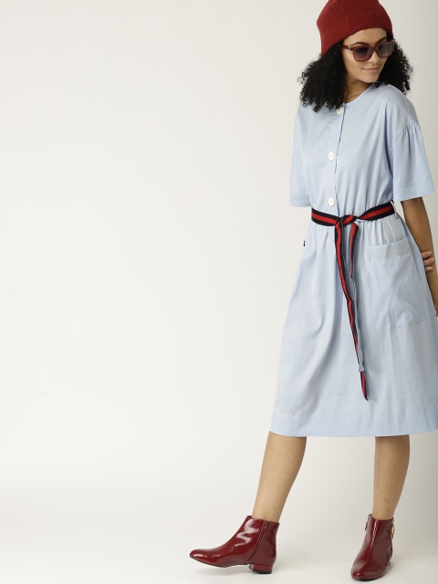 

ESPRIT Women Blue Solid A-Line Dress