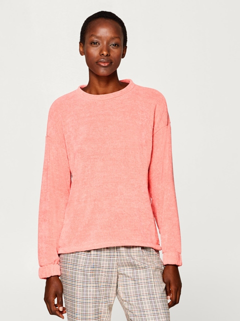 

ESPRIT Women Coral Pink Solid Pullover