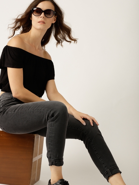

ESPRIT Women Black Skinny Fit Mid-Rise Clean Look Stretchable Jeans
