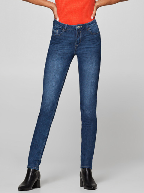 

ESPRIT Women Navy Blue Skinny Fit Mid-Rise Clean Look Stretchable Jeans