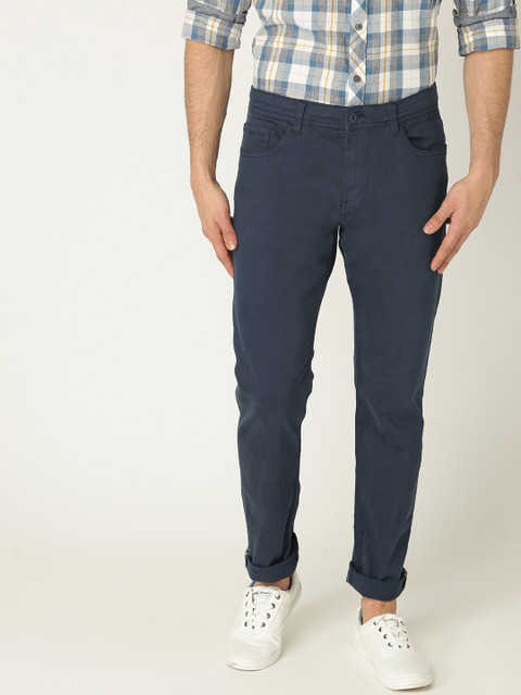 

ESPRIT Men Navy Blue Slim Fit Solid Regular Trousers