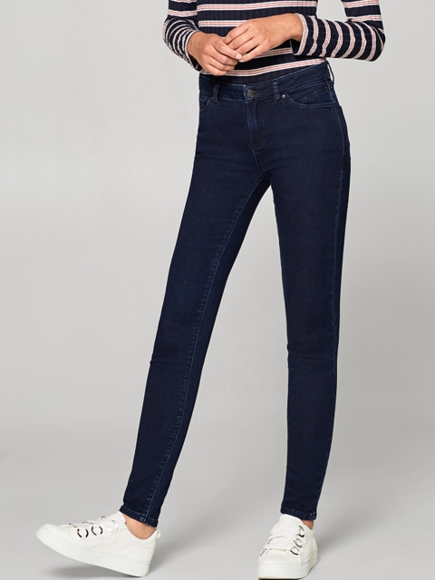 

ESPRIT Women Navy Blue Skinny Fit Mid-Rise Clean Look Stretchable Jeans
