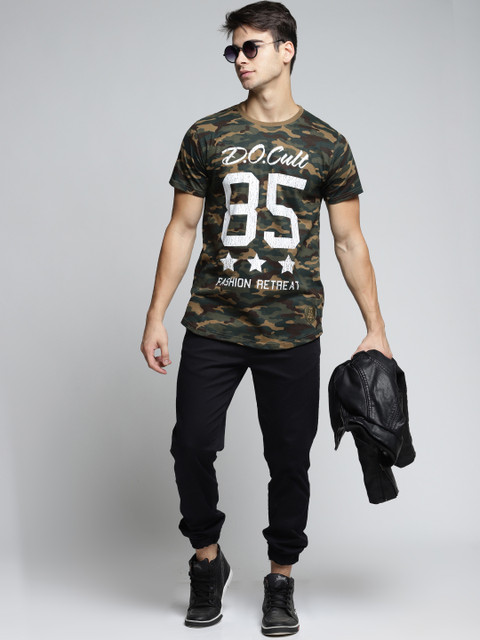 

Difference of Opinion Men Khaki Printed Round Neck T-shirt