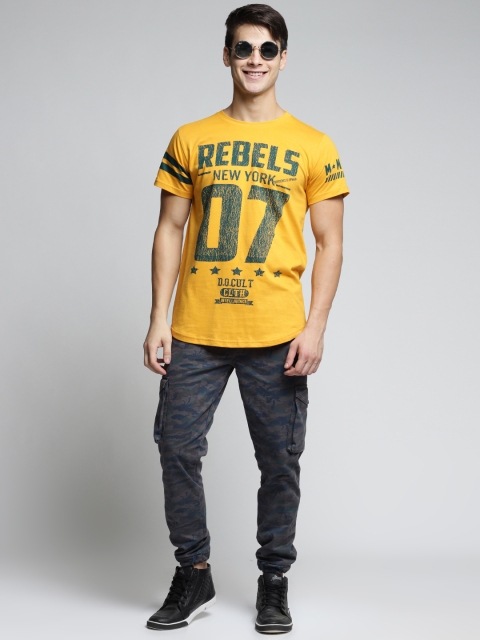 

Difference of Opinion Men Mustard Printed Round Neck T-shirt