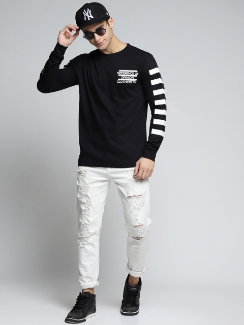 

Difference of Opinion Men Black Striped Round Neck T-shirt