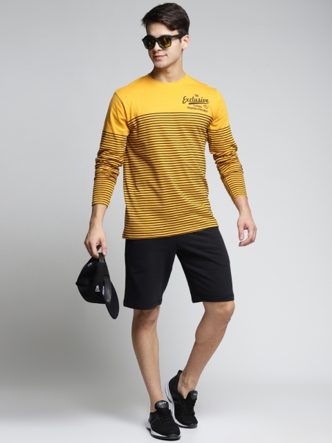 

Difference of Opinion Men Mustard Striped Round Neck T-shirt
