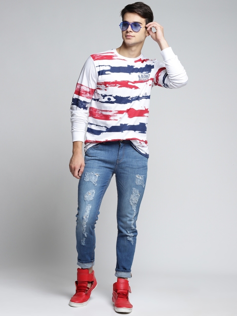 

Difference of Opinion Men White & Red Printed Round Neck T-shirt
