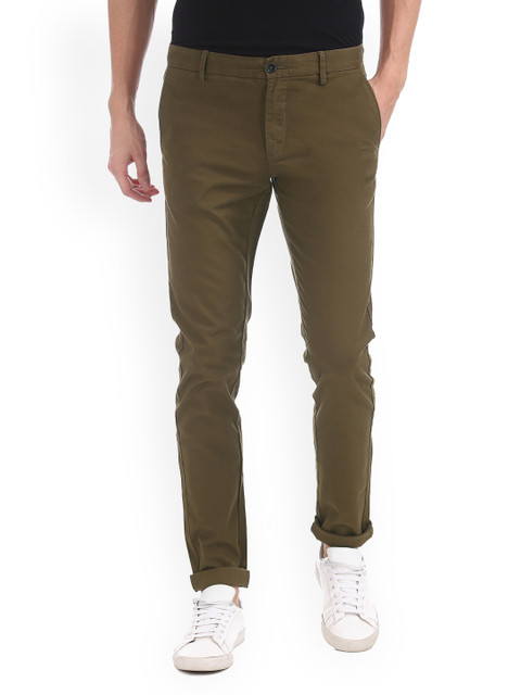 

U.S. Polo Assn. Men Brown Regular Fit Solid Regular Trousers