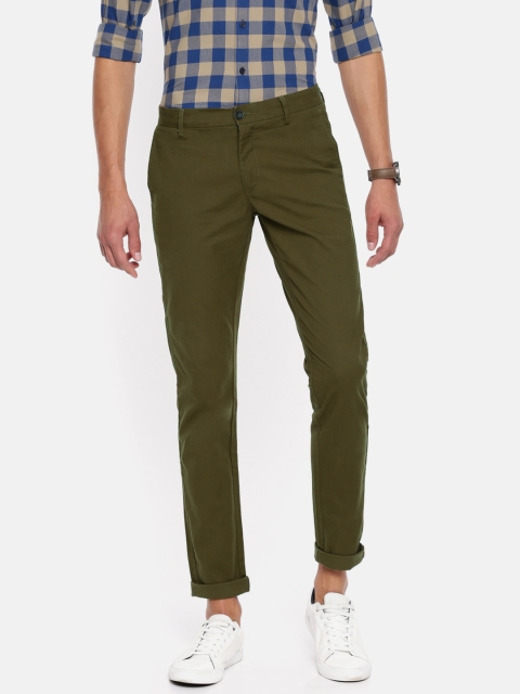 

U.S. Polo Assn. Men Olive Brown Austin Trim Fit Solid Chinos
