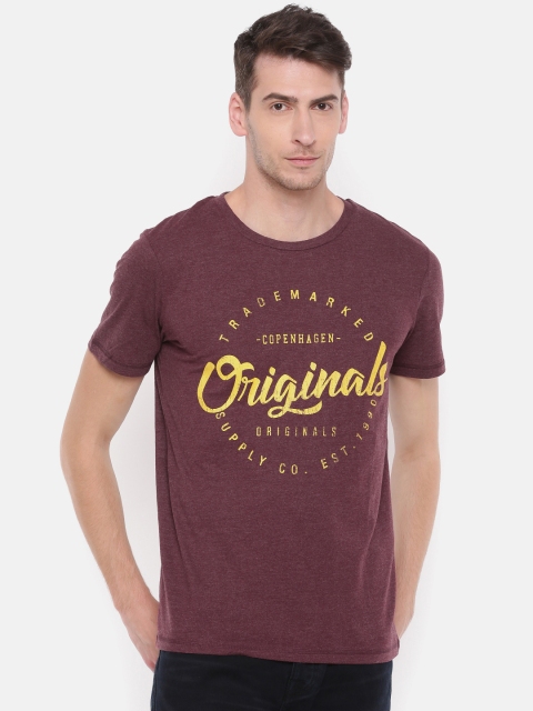 

Jack & Jones Men Maroon Printed Round Neck T-shirt