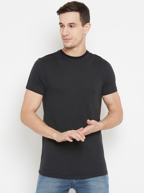

Jack & Jones Men Green & Black Self Design Round Neck T-shirt