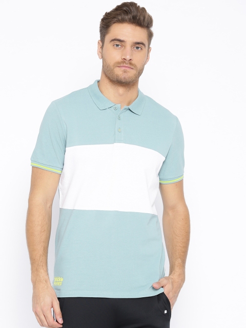 

Jack & Jones Men Blue Colourblocked Polo Collar T-shirt