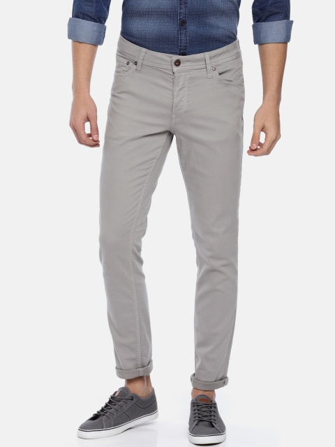 

Jack & Jones Men Grey Slim Fit Solid Chinos