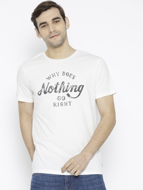 

Jack & Jones Men White Printed Round Neck T-shirt