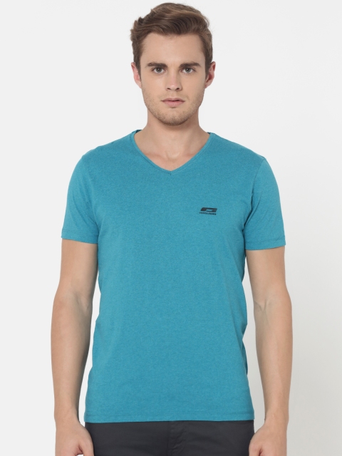 

Jack & Jones Men Blue Solid V-Neck T-shirt