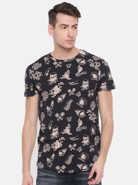 

Jack & Jones Men Black Printed Round Neck T-shirt