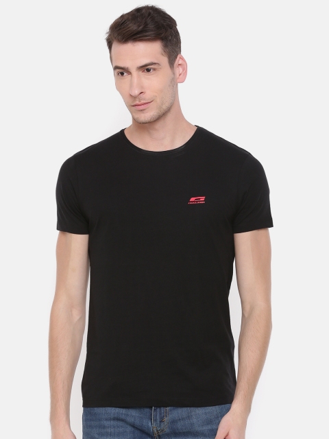 

Jack & Jones Men Black Solid Round Neck T-shirt