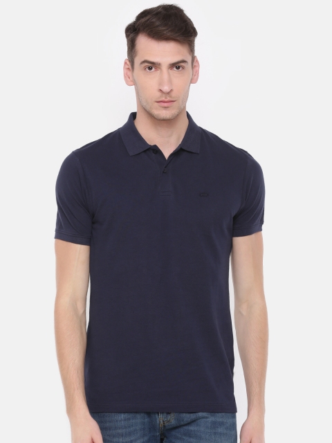 

Jack Jones Men Navy Blue Solid Polo Pure Cotton T-shirt
