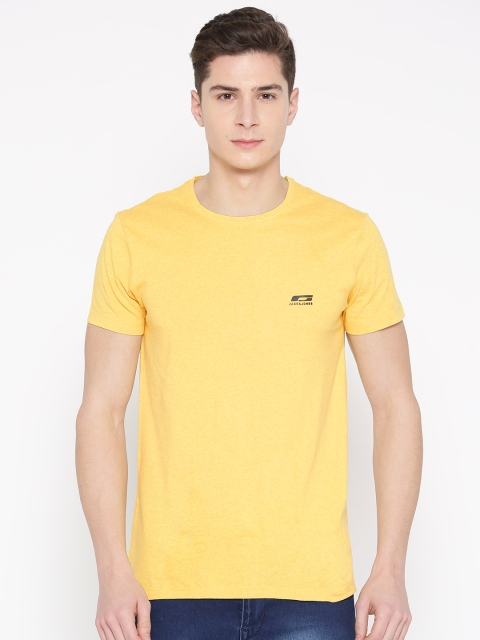 

Jack Jones Men Yellow Solid Round Neck Pure Cotton T-shirt
