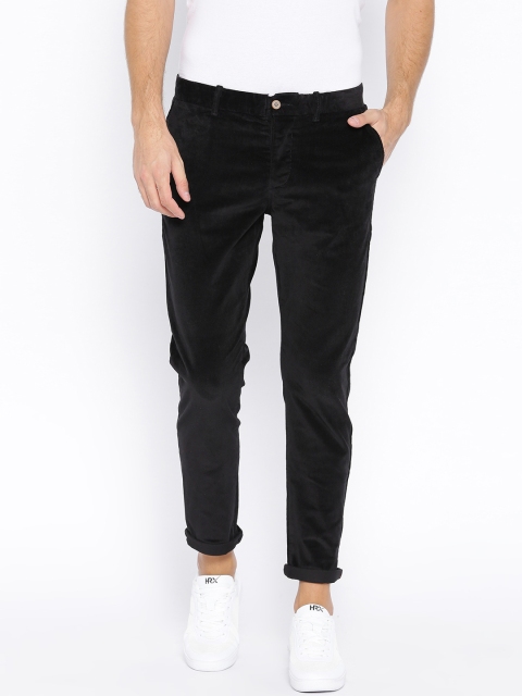 

Jack & Jones Men Black Slim Fit Solid Corduroy Trousers