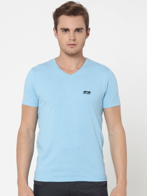 

Jack & Jones Men Blue Solid V-Neck T-shirt