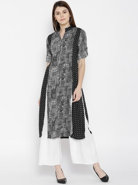 

Sera Women Black & White Printed Kurti with Palazzos
