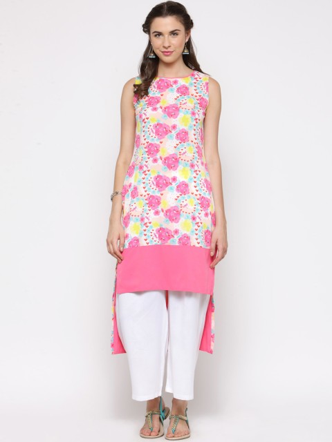 

Sera Women Pink & White Printed Kurti with Palazzos