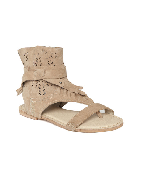 

Zebba Women Beige Solid Open Toe Flats