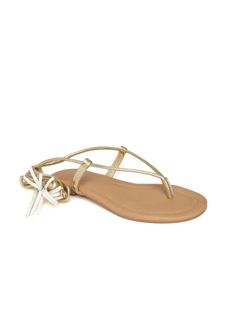 

Zebba Women Gold-Toned Solid Open Toe Flats