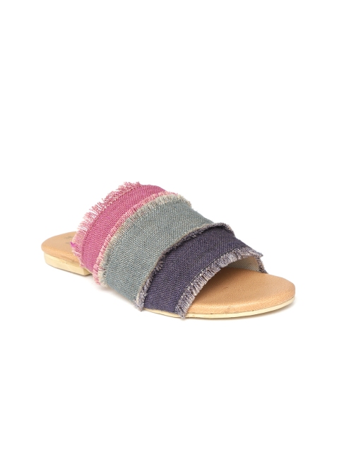 

Zebba Women Blue & Pink Colourblocked Open Toe Flats