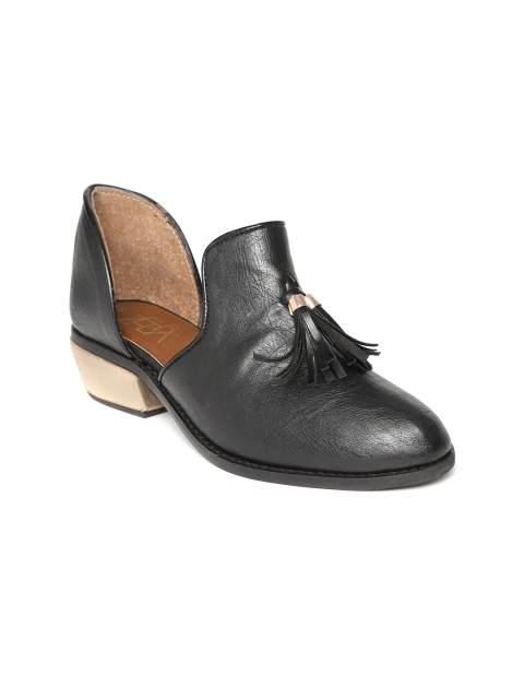 

Zebba Women Black Leather Solid Heels
