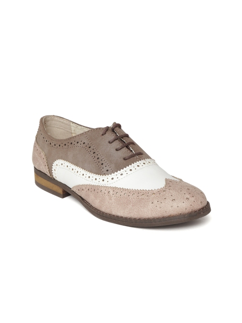 

Zebba Women Brown & White Colourblocked Textured Brogues