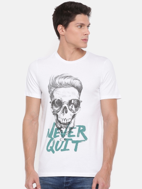 

Jack & Jones Men White Printed Round Neck T-shirt