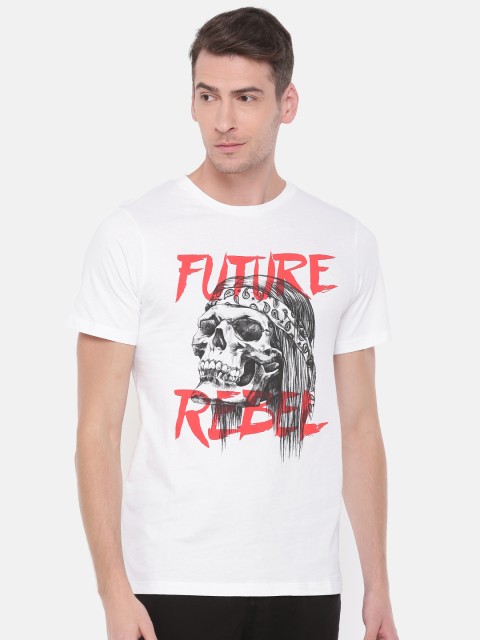 

Jack & Jones Men White Printed Round Neck T-shirt