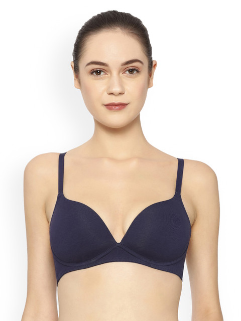 

Triumph Navy Solid Non-Wired Lightly Padded Plunge Bra 7613139664918, Navy blue