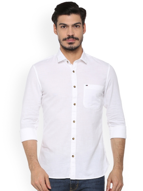 

Peter England Casuals Men White Solid Spread Collar Shirt