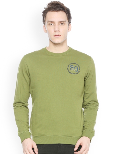 

Peter England Casuals Men Olive Green Printed Sweatshirt