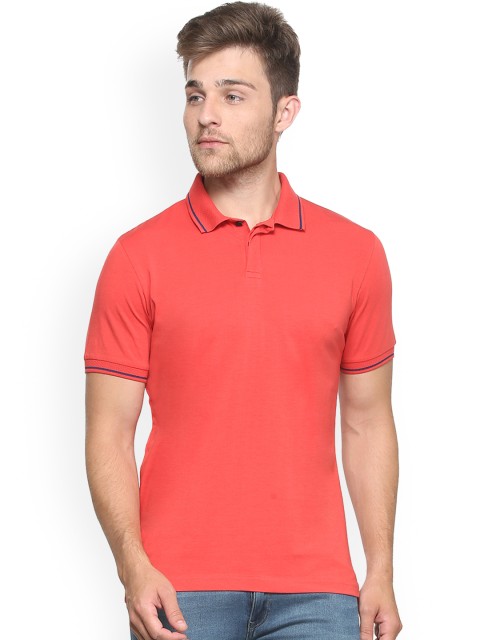 

Peter England Casuals Men Red Solid Polo Collar T-shirt